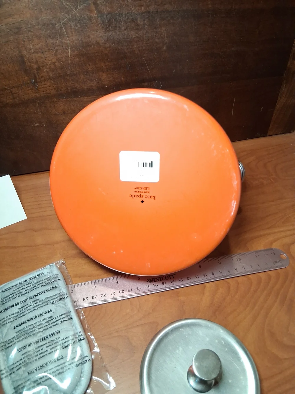 kate spade Orange Enamel Whistling Tea Kettle with Stainless Accents